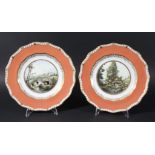 PAIR OF ROYAL CROWN DERBY PLATES, date code for 1973, by Michael Crawley, painted with named views