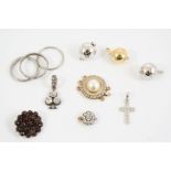 VARIOUS GOLD CLASPS including a gold one set with old brilliant-cut diamonds, a diamond cluster, one