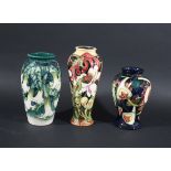 MOORCROFT VASES 3 modern Moorcroft vases including Queens Choice (designed by Emma Bossons, 2000),