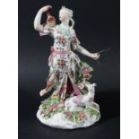 DIANA, A DERBY PATCH MARK FIGURE, circa 1765, standing holding a bow and reaching for an arrow, a