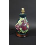 MOORCROFT LAMP a modern Moorcroft lamp painted with Birds and Pomegranates, also with another