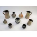 JOHN LEACH - MUCHELNEY POTTERY a variety of Muchelney Pottery, including a black burnished vase with