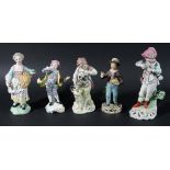 GROUP OF DERBY AND DERBY STYLE FIGURES, various dates, to include a girl emblematic of Autumn, a boy