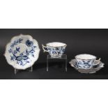 MEISSEN PART SERVICE, 20th century, of shaped, square form, blue painted with a floral pattern,