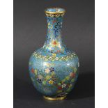 CHINESE CLOISONNE VASE, probably late 18th century, of baluster form with floral strays on a