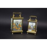 KINGSLEY ENAMELS - CARRIAGE CLOCKS both by Kingsley Enamels including a large brass cased carriage