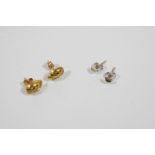 A PAIR OF 18CT. GOLD LADYBIRD STUD EARRINGS 1.4 grams, together with a pair of 18ct. white gold