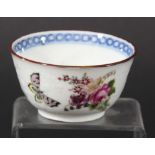 CHINESE TEA BOWL, Qianlong, painted with floral sprays and butterflies on a bianco sopra bianco