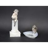 ROYAL COPENHAGEN FIGURE Model No 456 'Faun on column with Squirrel. Also with a Royal Copenhagen