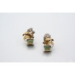 A PAIR OF GEM SET AND GOLD GIARDINETTO CLIP EARRINGS each mounted with single-cut diamonds and a