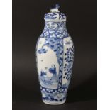 CHINESE BLUE AND WHITE VASE AND COVER, Kangxi style but 20th century, painted with figural and