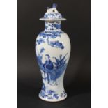 CHINESE BLUE AND WHITE VASE AND COVER, Kangxi style but probably 19th century, of inverted