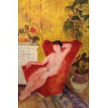 •FYFFE CHRISTIE (1918-1979) SEATED FIGURE, YELLOW INTERIOR Signed and dated SEPT 1974, oil on