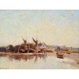 •EDWARD SEAGO, RWS (1910-1974) SUMMER EVENING, PIN MILL Signed, inscribed with title on the
