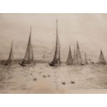 WILLIAM LIONEL WYLLIE (1851-1931) A DRIFTING MATCH Etching, signed in pencil 20.5 x 29.5cm. ++