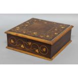 IRISH KILLARNEY MARQUETRY BOX, 19th century, inlaid with twisting vines, the underside of the lid