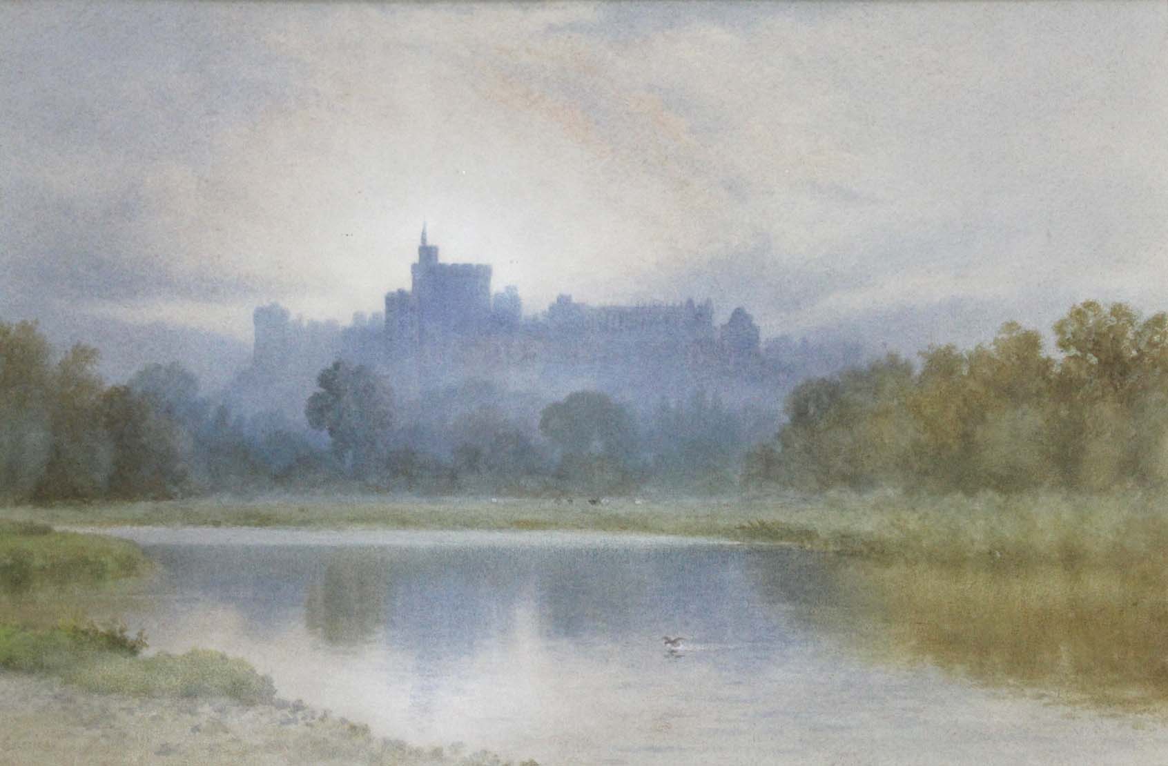 FRANCIS GEORGE COLERIDGE (1840-1925) WINDSOR IN THE MIST Signed, watercolour 33 x 51.5cm.; with four