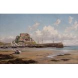JOHN MULCASTER CARRICK (1833-1896) `MONT ORGUEIL CASTLE, JERSEY, HMS RATTLER, GRAND VESSEL` Signed