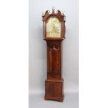 MAHOGANY LONGCASE CLOCK, 19th century, the brass dial with 12" silvered chapter ring, subsidiary