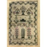 GEORGE III SAMPLER, by Elizabeth Smith and dated 1808, 34cm x 23cm; together with a silkwork picture