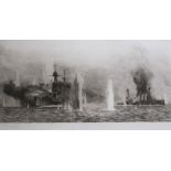 WILLIAM LIONEL WYLLIE, RA (1851-1931) HMS WARSPITE AND WARRIOR AT THE BATTLE OF JUTLAND, MAY 1916