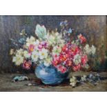 •OWEN BOWEN (1873-1967) A BOWL OF SPRING FLOWERS Signed, oil on canvas board 26.5 x 37cm. ++ Good