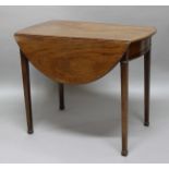 GEORGE III OVAL MAHOGANY PEMBROKE TABLE, with a single drawer and tapering square section legs,