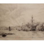 WILLIAM LIONEL WYLLIE, RA (1851-1931) HMS BRITANNIA AT DARTMOUTH Etching, signed in pencil Image
