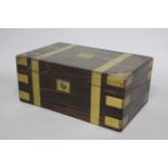 COROMANDEL AND BRASS BOUND WRITING BOX, 19th century, the lid with brass plaque reading 'from J.S to