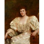 JOHN HANSON WALKER (1844-1933) PORTRAIT OF A LADY Seated three quarter length, wearing an ivory