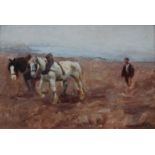 JOSEPH HAROLD SWANWICK (1866-1929) PLOUGHING ON THE SOUTH DOWNS IN SUSSEX (SKETCH) Oil on canvas