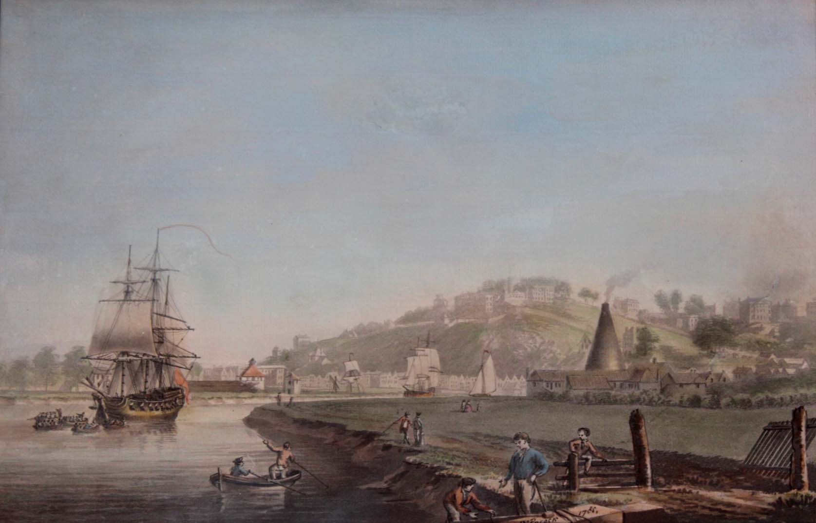 NICHOLAS POCOCK (1740-1821) BRISTOL HARBOUR, WITH ST MARY REDCLIFFE; THE AVON GORGE, LOOKING TOWARDS - Image 2 of 2