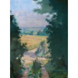 •SIR LAWRENCE GOWING, CBE, RA (1918-1991) LANDSCAPE, POSSIBLY IN WILTSHIRE Signed, oil on canvas
