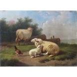 JOSEPH (or JACOB) VAN DIEGHEM (1843-1885) MEADOW COMPANIONS Signed, oil on panel, unframed 22 x