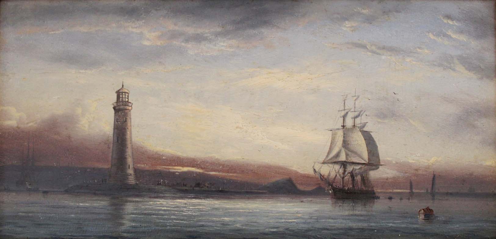 ISAAC WALTER JENNER (1836-1902) THE BREAKWATER, PLYMOUTH, WITH THE LIGHTHOUSE AND THE GREAT MEW