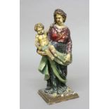 CARVED WOOD AND POLYCHROME PAINTED MOTHER AND CHILD GROUP, possibly 18th century, modelled