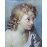 FOLLOWER OF GIOVANNI ANTONIO PELLEGRINI (1675-1741) HEAD OF A YOUNG WOMAN Oil on canvas 45 x 34.5cm.