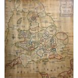 SAMPLER NEEDLEWORK MAP, 19th century, titled 'A General Map of England & Wales Divided Into