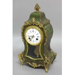 FRENCH LOUIS XV STYLE MANTEL CLOCK, the 2 3/4" enamelled dial with blue roman hour numerals on a