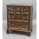 CAROLEAN STYLE OAK CHEST, two short drawers flanking two candle drawers and above two further long
