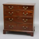 GEORGE III MAHOGANY CHEST, of four graduated, long drawers, height 83cm, width 83cm, depth 47cm