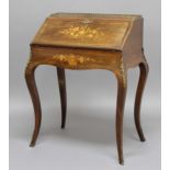 FRENCH LOUIS XV STYLE KINGWOOD BUREAU DE DAME, with a brass, three quarter gallery, inlaid fall
