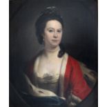 HENRY PICKERING (c.1720-1770/71) PORTRAIT OF MRS ANN WATSON Quarter length, wearing a red gown