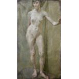 •MARGARET MAITLAND HOWARD (1898-1983) STANDING FEMALE NUDE (RECTO); MALE NUDE LIFE STUDY (VERSO) Oil