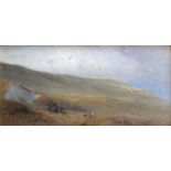 HENRY GEORGE HINE (1811-1895) DOWNS ABOVE LEWES Watercolour 29.5 x 62.5cm; with two similar subjects