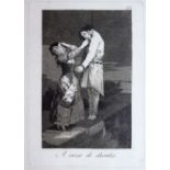 FRANCISCO DE GOYA Y LUCIENTES (1746-1828) A CAZA DE DIENTES (`LOS CAPRICHOS`, pl.12) Etching with