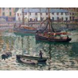 •JOHN ANTHONY PARK (1880-1962) BRIXHAM HARBOUR Signed, oil on canvas laid on board 31 x 39cm. ++