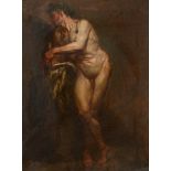FRANCESCO SOLIMENA (1657-1747) STANDING MALE NUDE Oil on canvas, unstretched, framed 45.5 x 34cm. ++