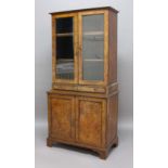 QUEEN ANNE STYLE WALNUT CABINET, the pair of glazed doors above a single drawer, the base with a