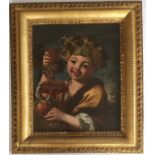 ROMAN SCHOOL, 17th/18th CENTURY THE YOUNG BACCHUS Oil on canvas 48 x 39cm. ++ Old lining;